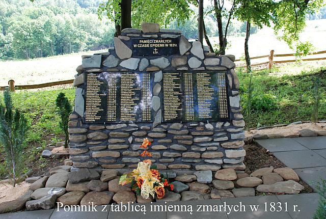 Cmentarz choleryczny- pomnik z tablicą imienną zmarłych w 1831 r